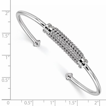 Pure Fire Sterling Silver Rhod-plated CZ Cuff Bangle — alternate view