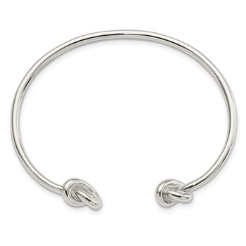 Sterling Silver Polished Knotted Ends Cuff Bangle — alternate view