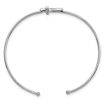 Sterling Silver Rhodium-plated CZ Cross Cuff Bangle — alternate view