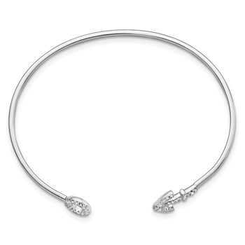 Sterling Silver Rhodium-plated CZ Anchor Cuff Bangle — alternate view