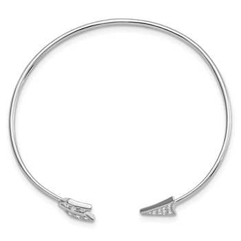 Sterling Silver Rhodium-plated CZ Arrow Cuff Bangle — alternate view