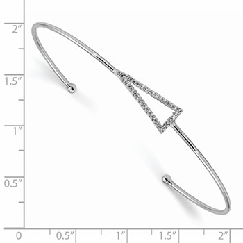 Sterling Silver Rhodium-plated CZ Triangle Cuff Bangle — alternate view