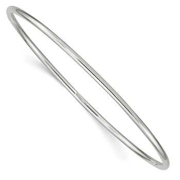Sterling Silver Rhodium-plated 2mm Slip-on Bangle Bracelet