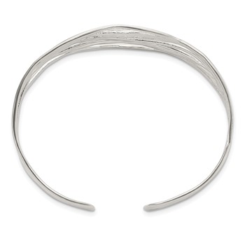 Sterling Silver Polished Multi-strand Cuff Bangle — alternate view