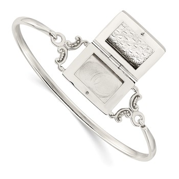 Sterling Silver Polished Rectangular 20mm Locket Bangle — alternate view