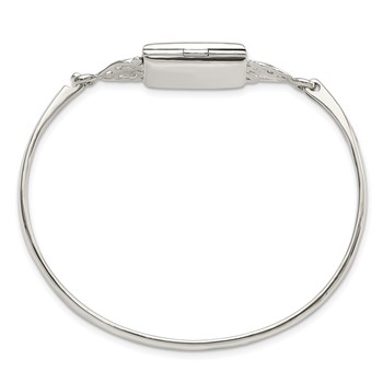 Sterling Silver Polished Rectangular 20mm Locket Bangle — alternate view