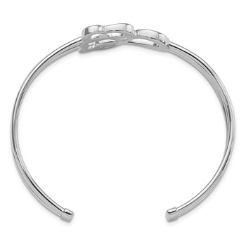 Sterling Silver Rhodium-plated Hearts and Infinity Cuff Bangle — alternate view