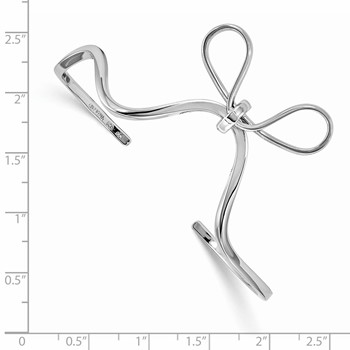 Sterling Silver Rhodium-plated Polished Ribbon Bow Cuff Bangle — alternate view