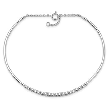 Sterling Silver Rhodium Plated Children's CZ Bangle with Safety Chain — alternate view