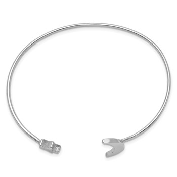 Sterling Silver Rhodium-plated Moon and Star Bangle — alternate view