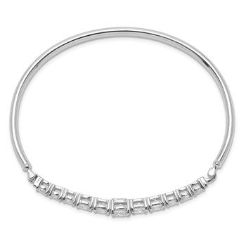 Sterling Silver Rhodium-plated Graduated CZ Hinged Bangle — alternate view