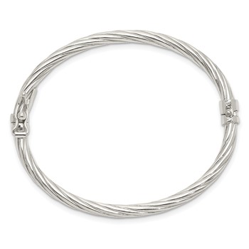 Sterling Silver Polished & Twisted 3mm Hinged Baby Bangle — alternate view