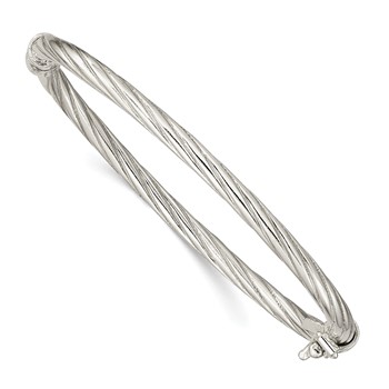 Sterling Silver Polished & Twisted 3mm Hinged Baby Bangle