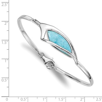Sterling Silver Rhodium-plated Larimar w/ Clasp Bangle — alternate view