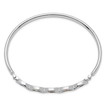 Sterling Silver Rhodium-plated Multi-gemstone Hinged Bangle — alternate view