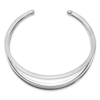 Sterling Silver Rhodium-plated 3-Bar Cuff Bangle — alternate view