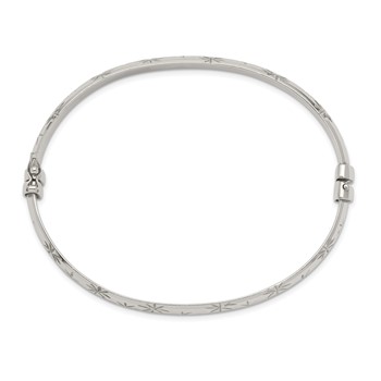 Sterling Silver D/C 6mm Bangle and 4mm Hoop Earring Set — alternate view