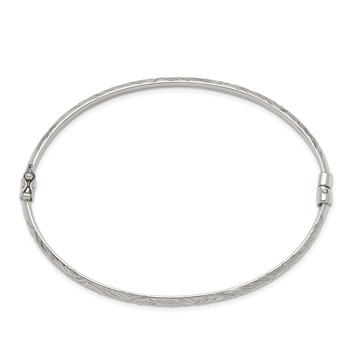 Sterling Silver D/C 4mm Bangle and 3mm Hoop Earring Set — alternate view