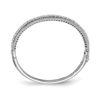 Sterling Shimmer Sterling Silver Rhodium-plated 116 Stone CZ Hinged Bangle Bracelet — alternate view