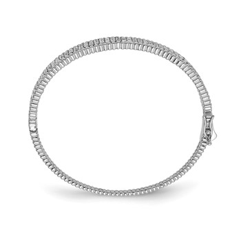 Sterling Shimmer Sterling Silver Rhodium-plated 137 Stone CZ Hinged Bangle Bracelet — alternate view