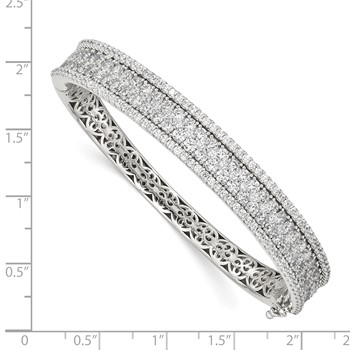 Sterling Shimmer Sterling Silver Rhodium-plated 215 Stone Pavé CZ Hinged Bangle Bracelet — alternate view