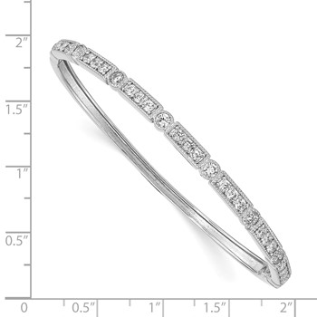 Sterling Shimmer Sterling Silver Rhodium-plated 29 Stone CZ Hinged Bangle Bracelet — alternate view