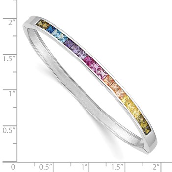 Prizma Sterling Silver Rhodium-plated Channel-Set Colorful CZ Hinged Bangle — alternate view