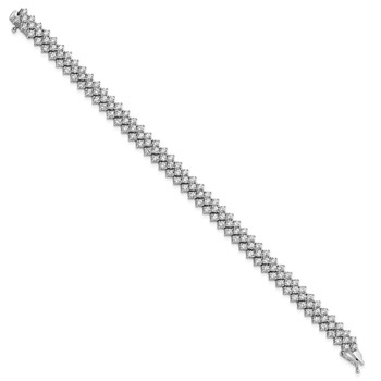 Sterling Shimmer Sterling Silver Rhodium-plated 138 Stone CZ 7 inch Bracelet — alternate view