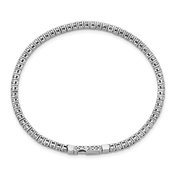 Sterling Shimmer Sterling Silver Rhodium-plated 65 Stone CZ Flexible Bangle Bracelet — alternate view