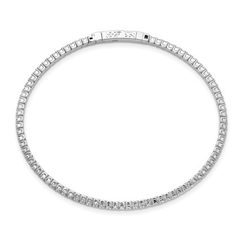 Sterling Shimmer Sterling Silver Rhodium-plated 85 Stone 1.7mm CZ 7 inch Flexible Bangle Bracelet — alternate view