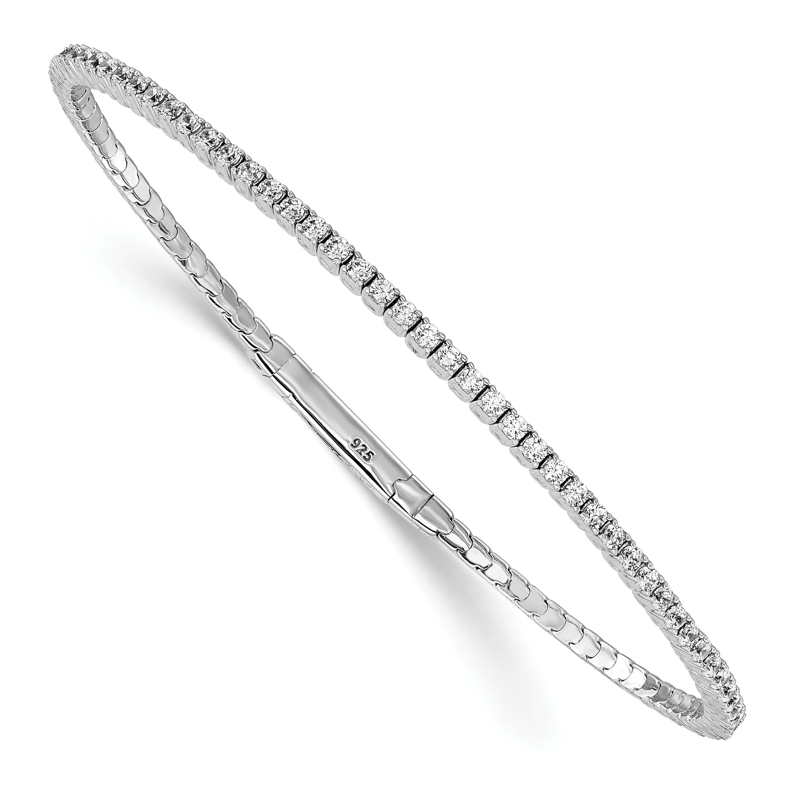 Sterling Silver Rhodium-plated CZ 85 Stone Flexible 7in