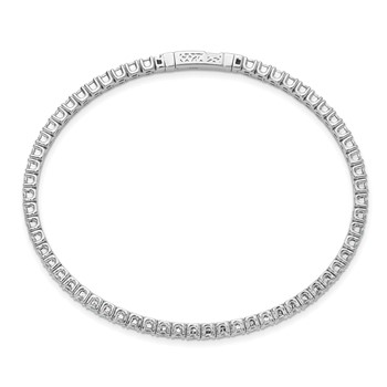 Sterling Shimmer Sterling Silver Rhodium-plated 51 Stone CZ Flexible Bangle Bracelet — alternate view