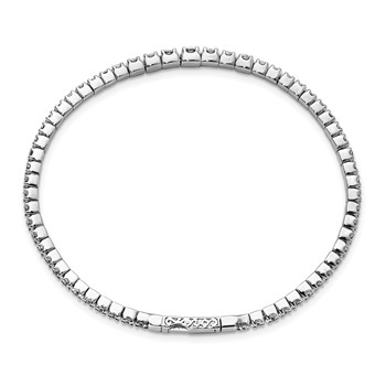 Sterling Shimmer Sterling Silver Rhodium-plated 61 Stone CZ Flexible Bangle Bracelet — alternate view