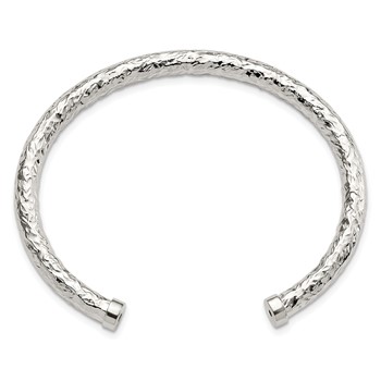Sterling Silver Polished Textured Cuff Bangle — alternate view