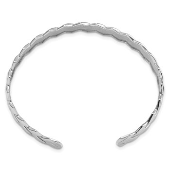 Sterling Silver Rhodium-plated Polished Cuff Bangle — alternate view
