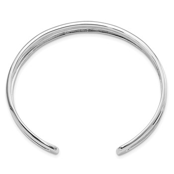 Sterling Silver RH-plated Polished Three Line Cuff Bangle — alternate view