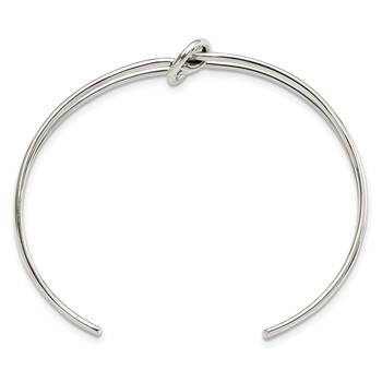 Sterling Silver Polished 2 Band Knotted Cuff Bangle — alternate view