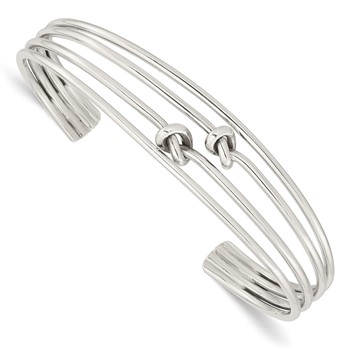 Sterling Silver Polished 4 Band Knots Cuff Bangle