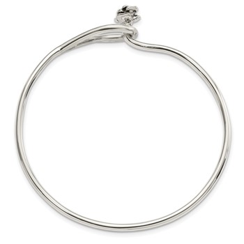 Sterling Silver Polished Flower Catch Bangle — alternate view