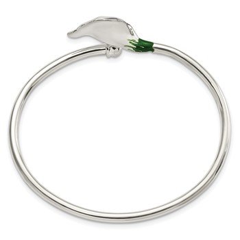 Sterling Silver Polished Enameled Lily Flexible Bangle — alternate view