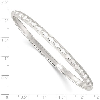 Sterling Silver Textured 4mm Slip-on Bangle — alternate view