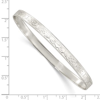 Sterling Silver Polished 5.25mm Claddagh Slip-on Bangle — alternate view