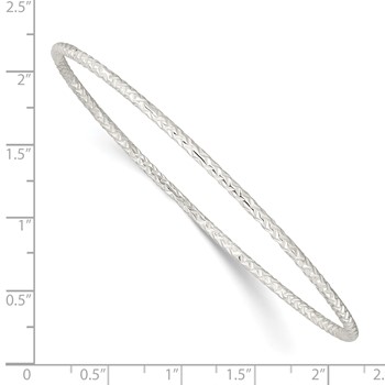 Sterling Silver Diamond-cut 2mm Slip-on Bangle — alternate view