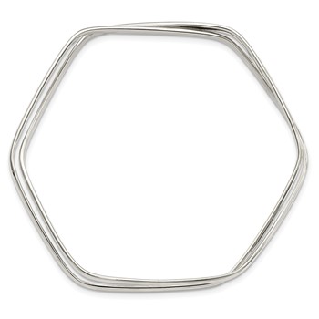 Sterling Silver Polished 2 Hexagon Shape Slip On Bangle — alternate view