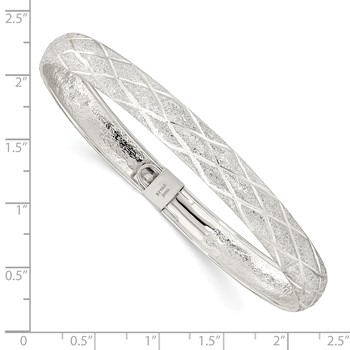 Sterling Silver Laser-cut X-Design 7.5mm Oval Flexible Bangle — alternate view