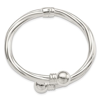 Sterling Silver Polished Twist Patterned Hinged Bangle — alternate view
