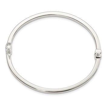 Sterling Silver Polished Flat Hinged Bangle — alternate view