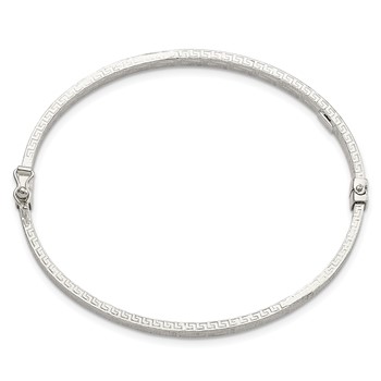 Sterling Silver Polished Greek Key Design Hinged Bangle — alternate view