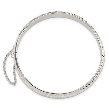 Sterling Silver Polished and D/C 7.25mm Hinged  Bangle — alternate view