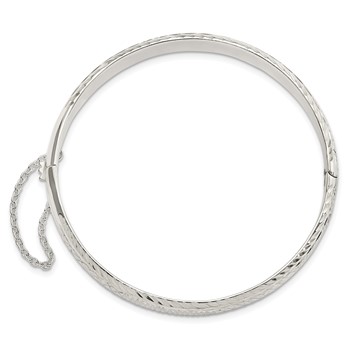 Sterling Silver Polished and D/C 7.25mm Hinged  Bangle — alternate view
